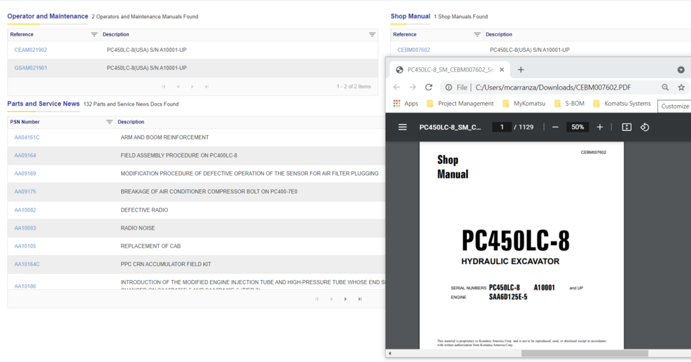 My Komatsu_M Carranza_View manuals and guides